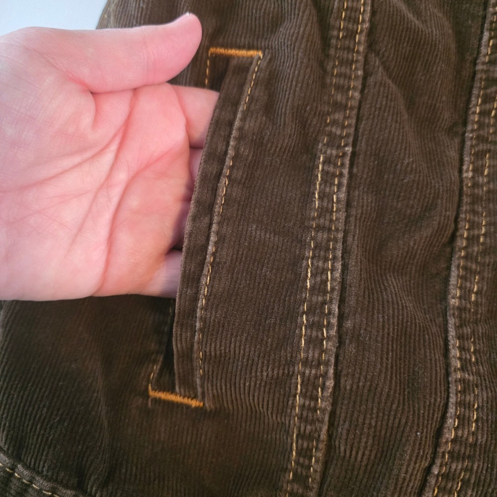 Gap Y2K Corduroy Trucker Jacket Brown Womens Large Stretch Button Front Vintage - Picture 5 of 11